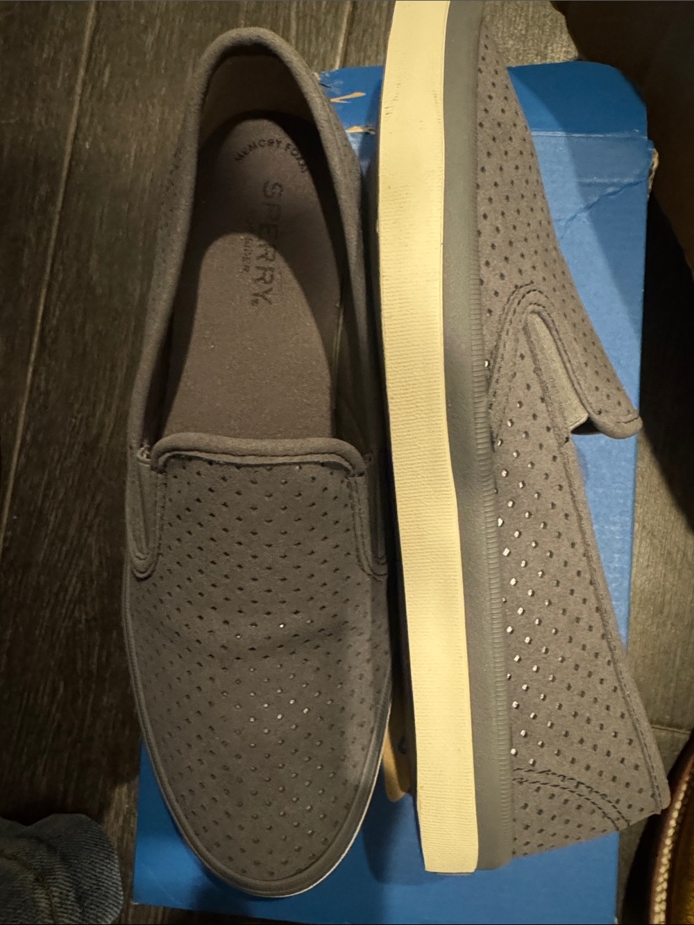 Sperry Men's Gray Perforated Slip-On Loafers